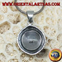 Silberanhänger, Talisman Uroboro Ouroboros mit Pentacle auf Teller