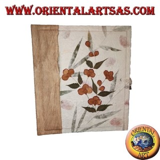 Photo album in rice paper with flower petals and embroidery, 27 cm
