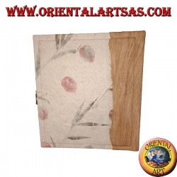 Álbum de fotos en papel de arroz con pétalos de flores y bordados, 27 cm.