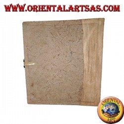 Photo album in tree bark and embroidery of flower petals, 27 cm