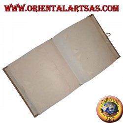 Photo album in tree bark and embroidery of flower petals, 27 cm