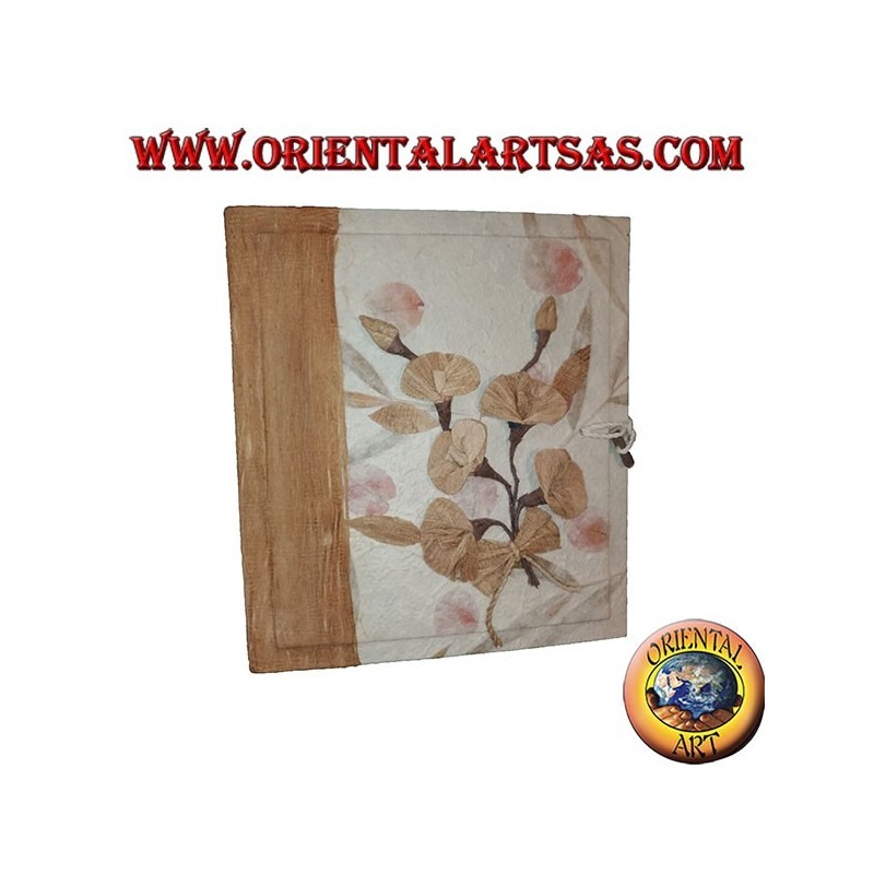 Fotoalbum in Reispapier und Rinde mit Blumenmuster, 27 cm