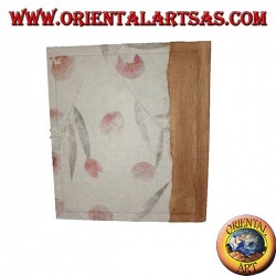 Álbum de fotos en papel de arroz y corteza con estampado floral, 27 cm.