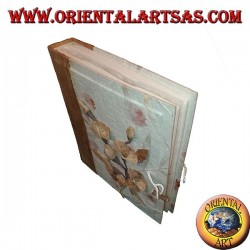 Photo album in rice paper and bark with floral pattern, 27 cm