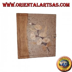Photo album in tree bark with floral pattern, 27 cm