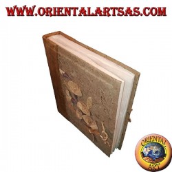 Album photo en écorce d'arbre avec motif floral, 27 cm