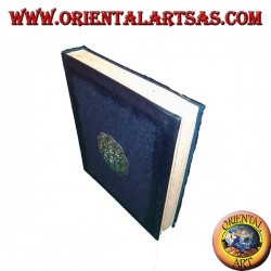 Álbum de fotos en papel de arroz con tapa azul y placa, 27 cm.