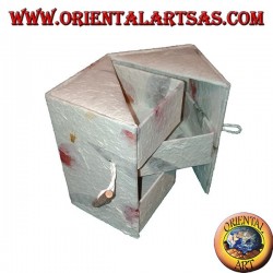 Schmuckschatulle aus Reispapier mit drei parallelen Schubladen, 13 cm