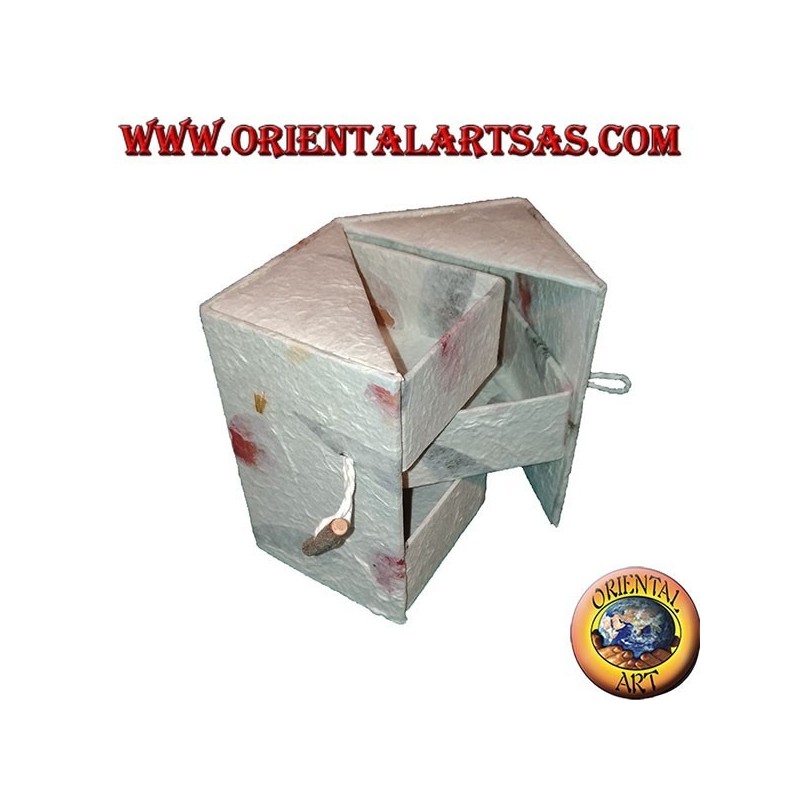 Jewelry box in rice paper with three parallelepiped drawers, 13 cm
