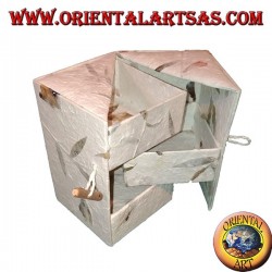 Boîte à bijoux en papier de riz avec trois tiroirs parallélépipédiques, 15 cm