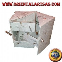 Boîte à bijoux en papier de riz avec trois tiroirs parallélépipédiques, 15 cm