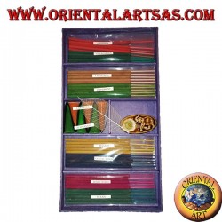 Set of 8 natural incenses (5 pcs) + 6 incense cones + burning essences (purple)