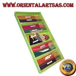 Set de 8 inciensos naturales (5 piezas) + 6 conos de incienso + esencias ardientes (verde)