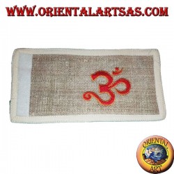 Portafogli in canapa a 4 tasche con due cerniere con fantasia ricamata