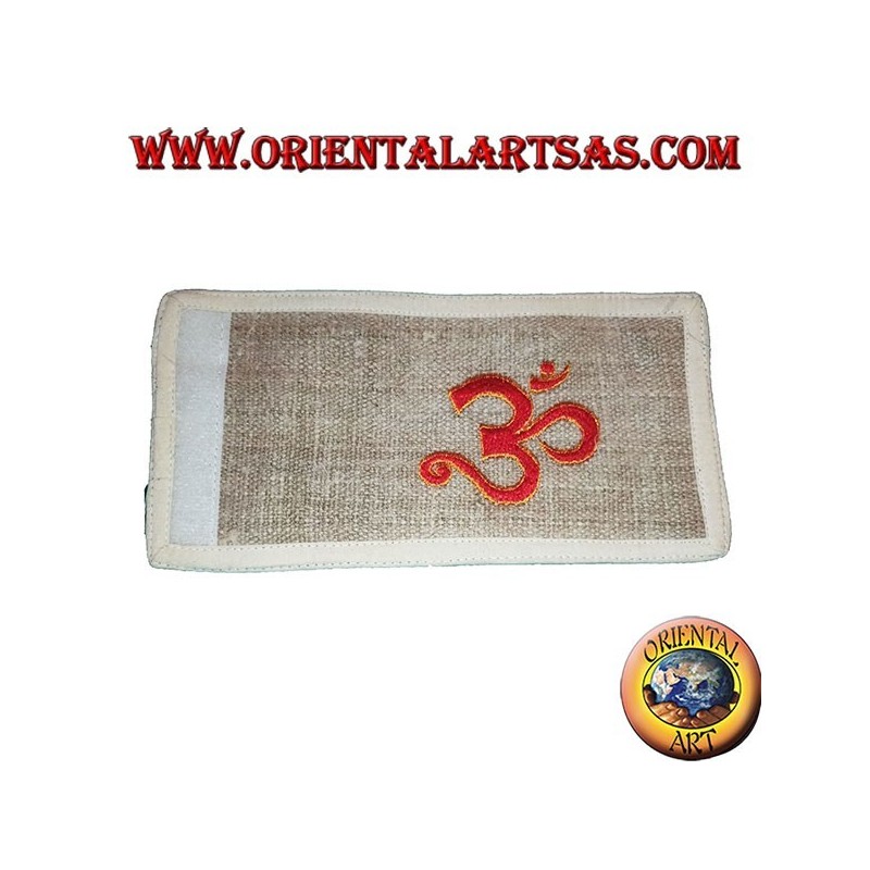 Hanf-Geldbörse mit vier Taschen und zwei Reißverschlüssen mit Stickmuster