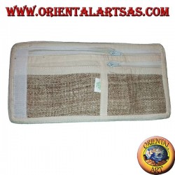 4-pocket hemp wallet with two zippers with embroidered pattern