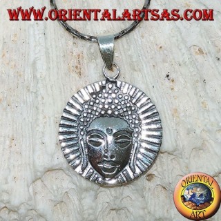 Ciondolo in argento testa di  Buddha raggiante