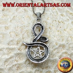 Silberanhänger, Pentacle in Kobra gehüllt