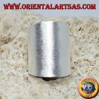 Silver ring with a wide satin band