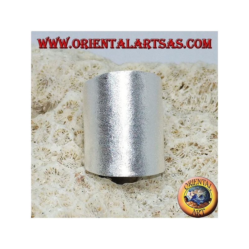 Silver ring with a wide satin band