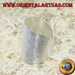 Silver ring with a wide satin band