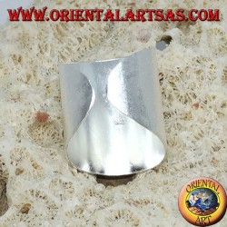Silver ring with a wide satin band