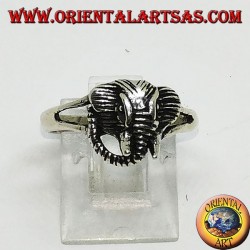 Silver ring with elephant head pachyderm