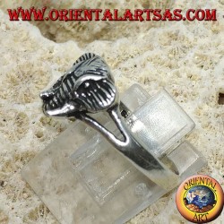 Silver ring with elephant head pachyderm