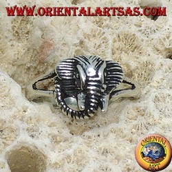 Silver ring with elephant head pachyderm