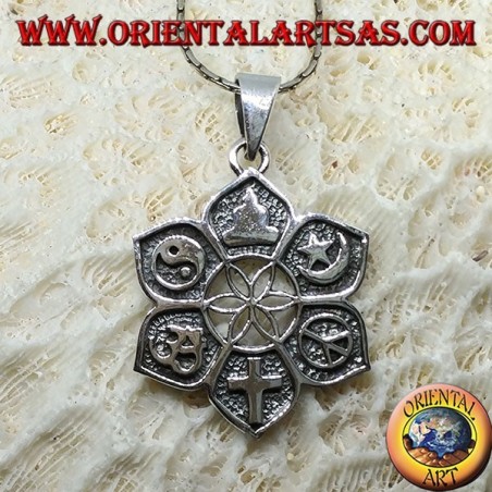 Ciondolo in argento, di tutte le fedi ."Interfaith " interreligioso