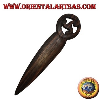 Paper knife in ebony wood in various patterns, 17 cm