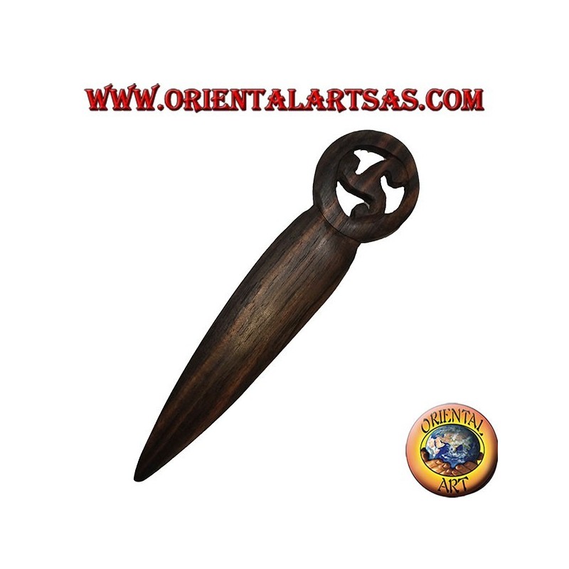 Paper knife in ebony wood in various patterns, 17 cm