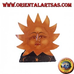 Wooden hand painted sun and moon mail holder or napkin holder