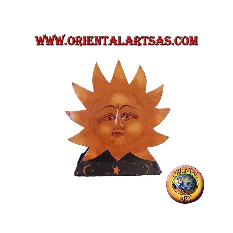 Wooden hand painted sun and moon mail holder or napkin holder