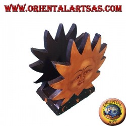 Wooden hand painted sun and moon mail holder or napkin holder