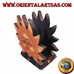 Wooden hand painted sun and moon mail holder or napkin holder