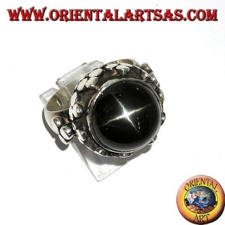 Silberring, hoher imperialer Stil mit Black Star Set