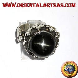 Anillo de plata, alto estilo imperial con conjunto Black Star.