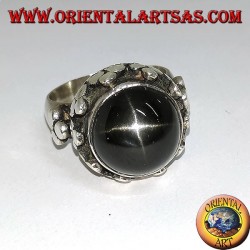 Silberring, hoher imperialer Stil mit Black Star Set