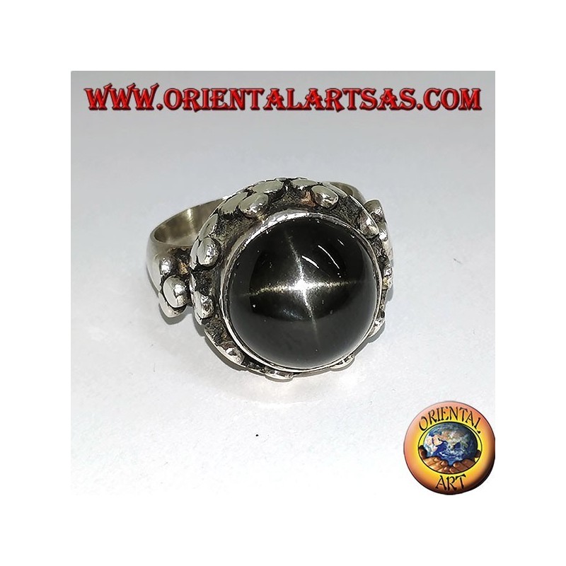 Anillo de plata, alto estilo imperial con conjunto Black Star.