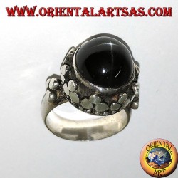 Bague en argent, style impérial élevé avec ensemble d'étoile noire