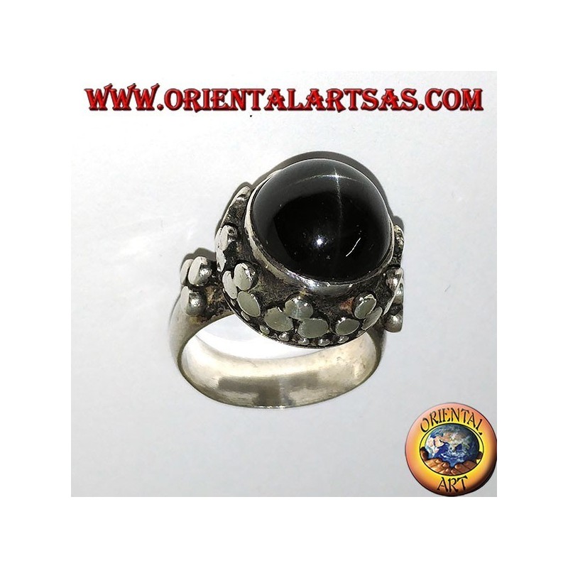 Bague en argent, style impérial élevé avec ensemble d'étoile noire