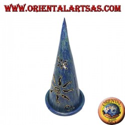 Brennen Sie den Weihrauchkegel, blauen perforierten schmiedeeisernen Kerzenhalter, 13 cm