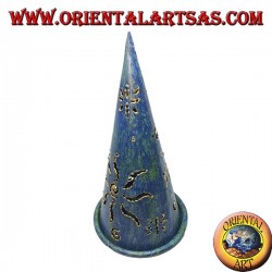 Cône d'encens Burn, bougeoir en fer forgé perforé bleu, 16 cm
