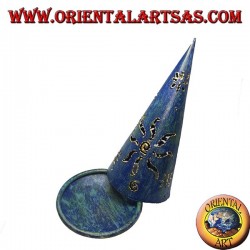 Brennen Sie den Weihrauchkegel, blauen perforierten schmiedeeisernen Kerzenhalter, 16 cm