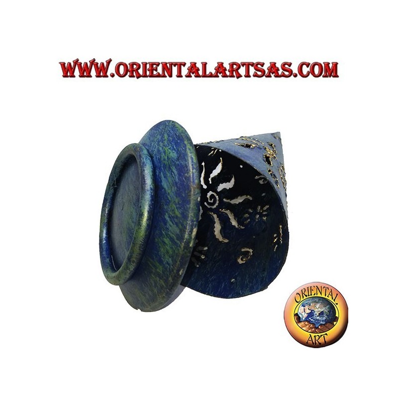 Cône d'encens Burn, bougeoir en fer forgé perforé bleu, 16 cm