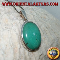 Pendentif en argent avec turquoise tibétaine naturelle (grand)