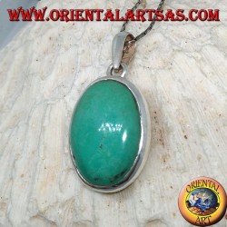 Colgante de plata con turquesa tibetana natural (grande)