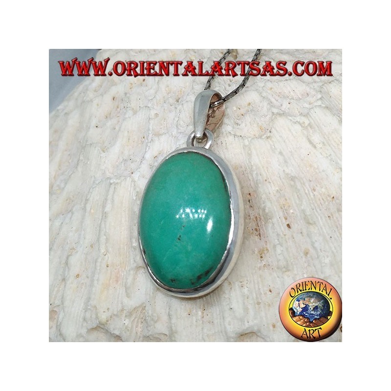 Colgante de plata con turquesa tibetana natural (grande)