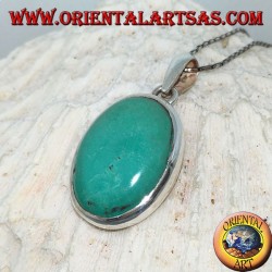 Colgante de plata con turquesa tibetana natural (grande)